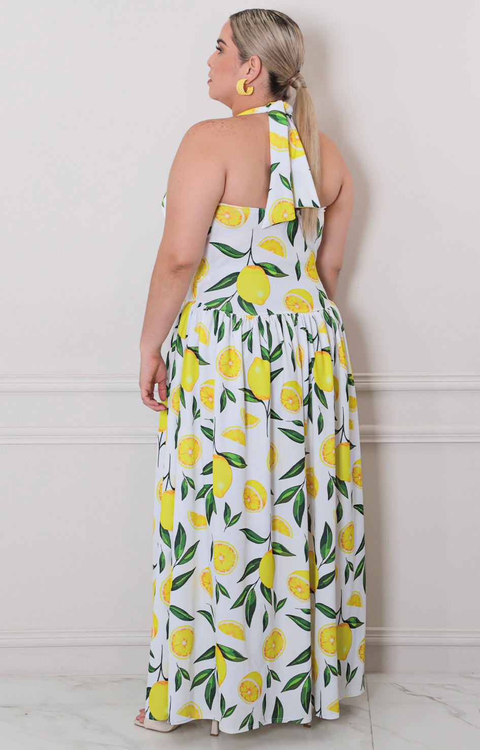 Vestido estampado lemon - VESTIDO LARGO CURVY Boutiquemirel 