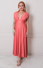Vestido naranja con drapeado - VESTIDO LARGO REGULAR Boutiquemirel 