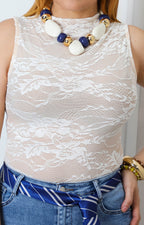Body de encaje floral sin manga