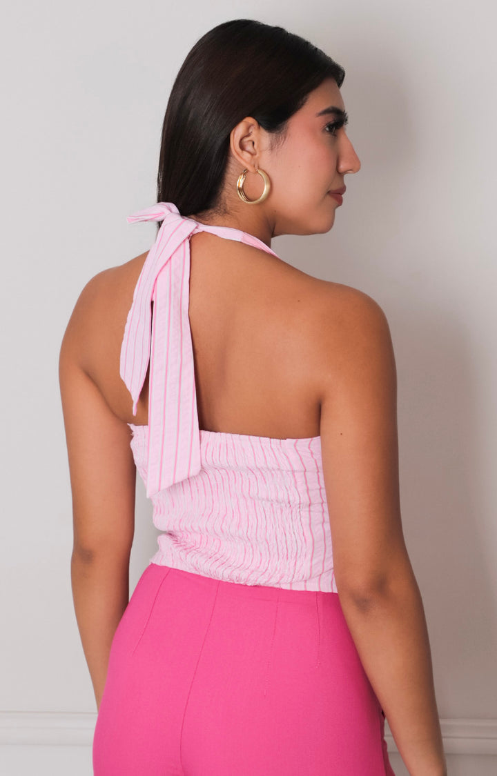 Blusa rosa con estampado de rayas - BLUSAS REGULAR Boutiquemirel 