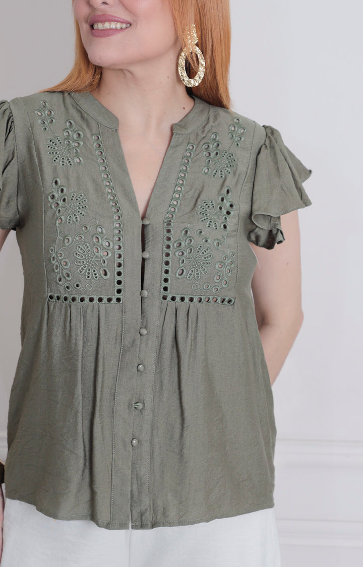 Blusa lisa con textura - BLUSAS REGULAR Boutiquemirel 