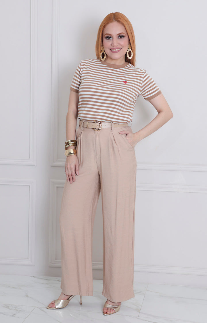 pantalòn beige con cinturòn - PANTALON REGULAR Boutiquemirel 