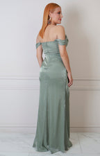 Vestido largo verde drapeado