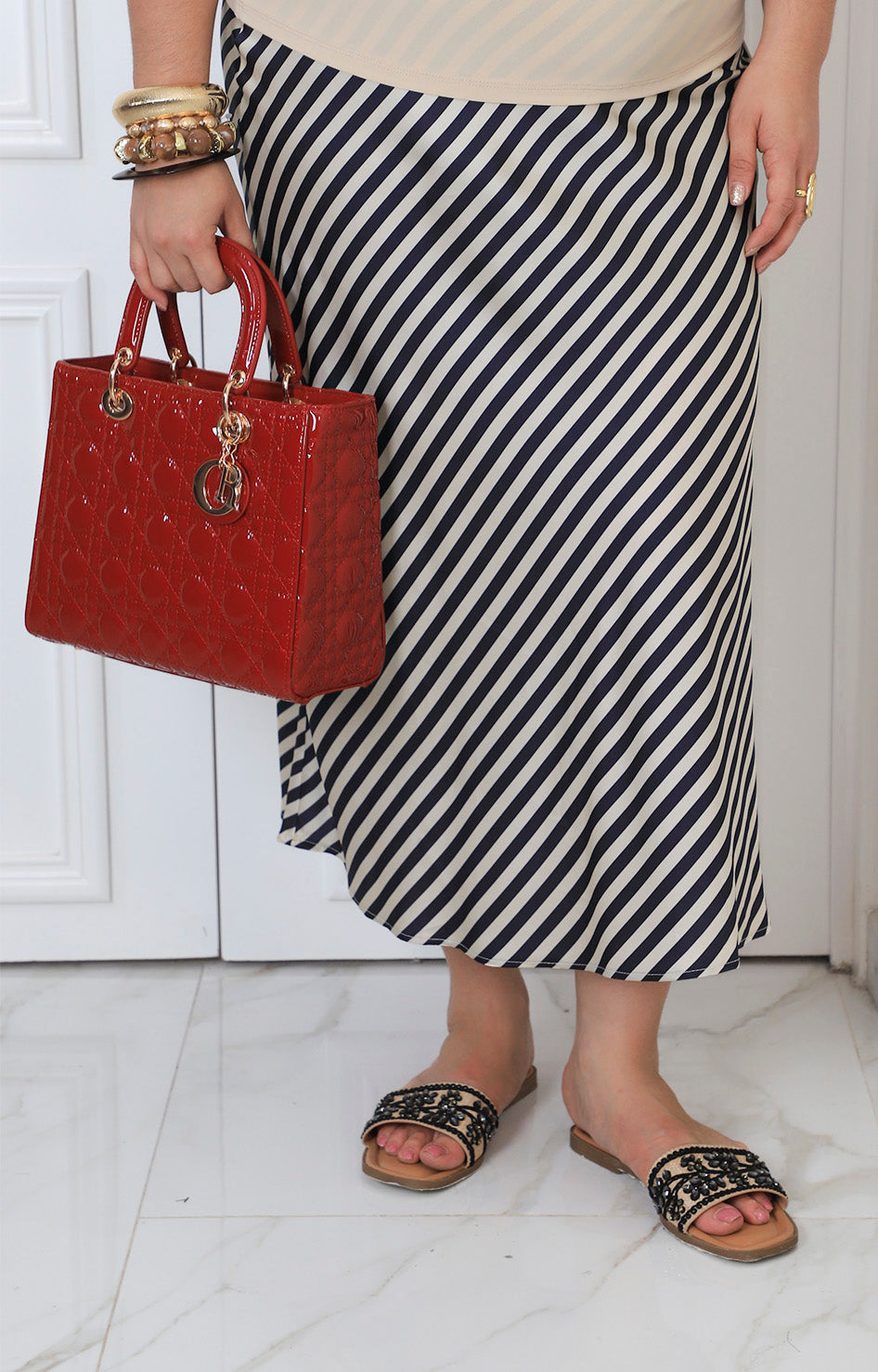 Falda estampada de rayas