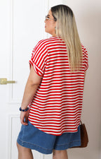 Blusa a rayas con estampado