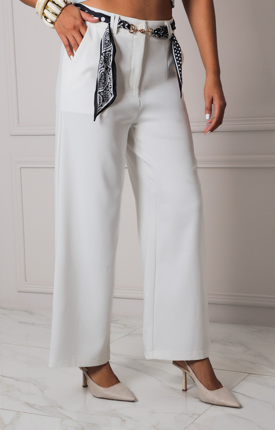 Pantalòn blanco con lazo - PANTALON REGULAR Boutiquemirel 