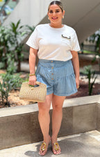 Short de mezclilla con volantes