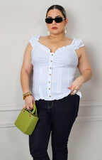 Blusa con olanes fruncidos y botones