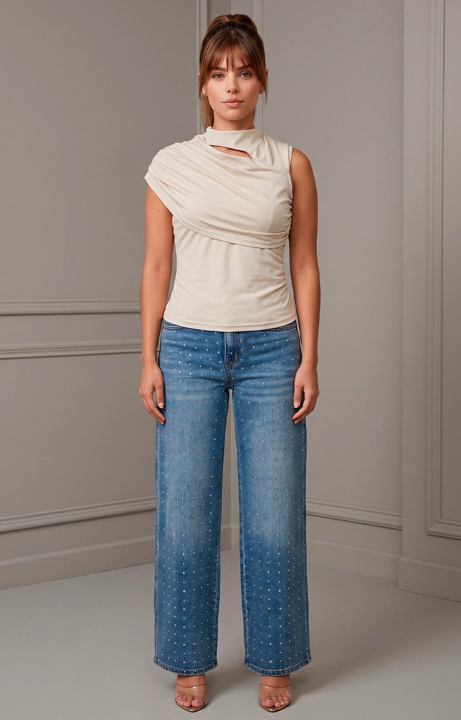 Blusa beige asimétrica - BLUSAS REGULAR Boutiquemirel 