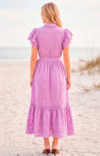 Vestido lila con bordado - VESTIDO LARGO REGULAR Boutiquemirel 