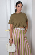 Blusa verde con drapeado en cintura
