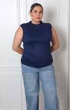 Blusa sin manga drapeada