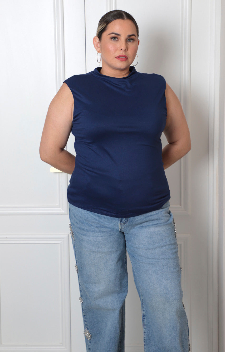Blusa sin manga drapeada
