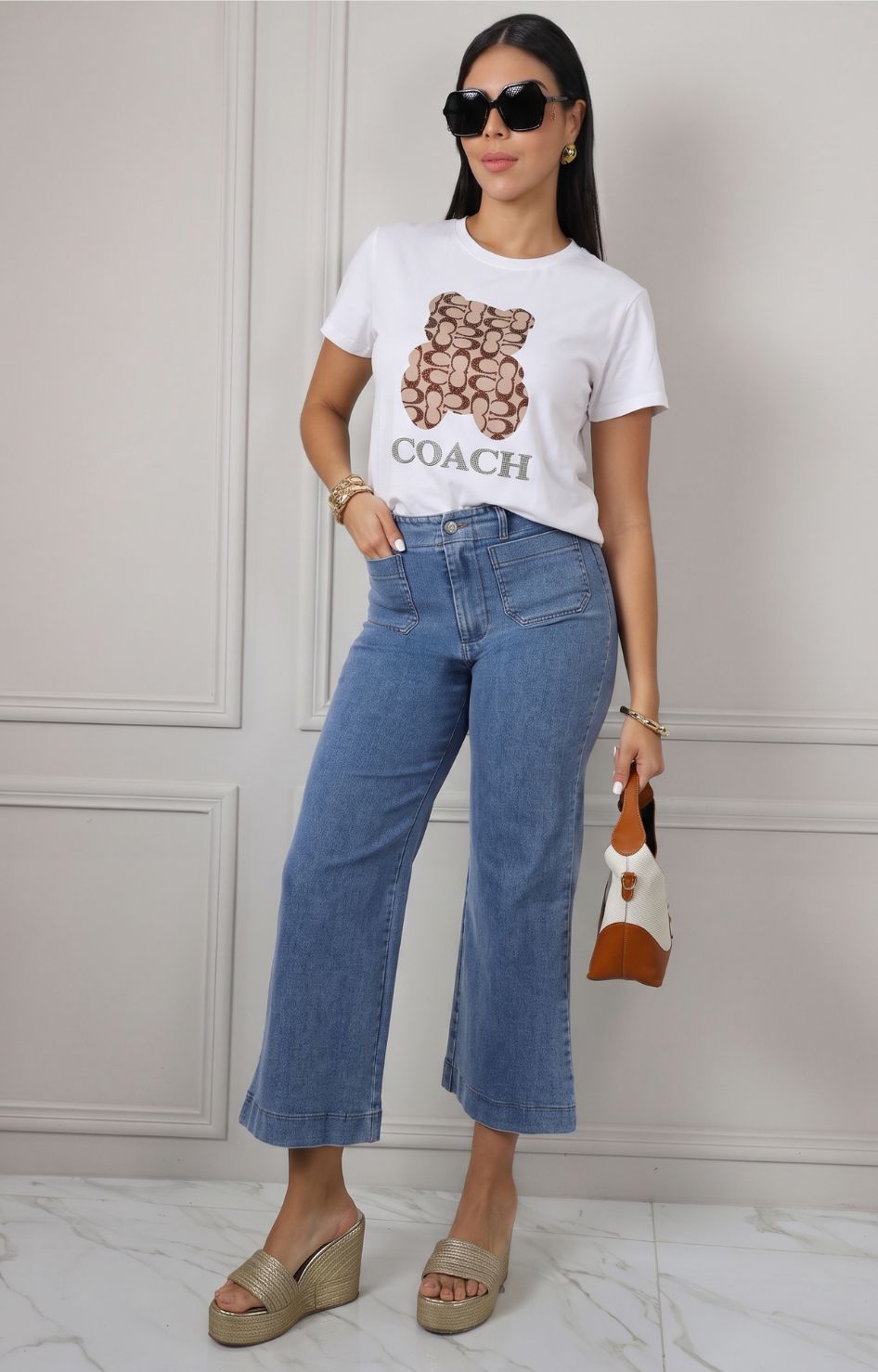 Blusa con estampado gráfico de oso