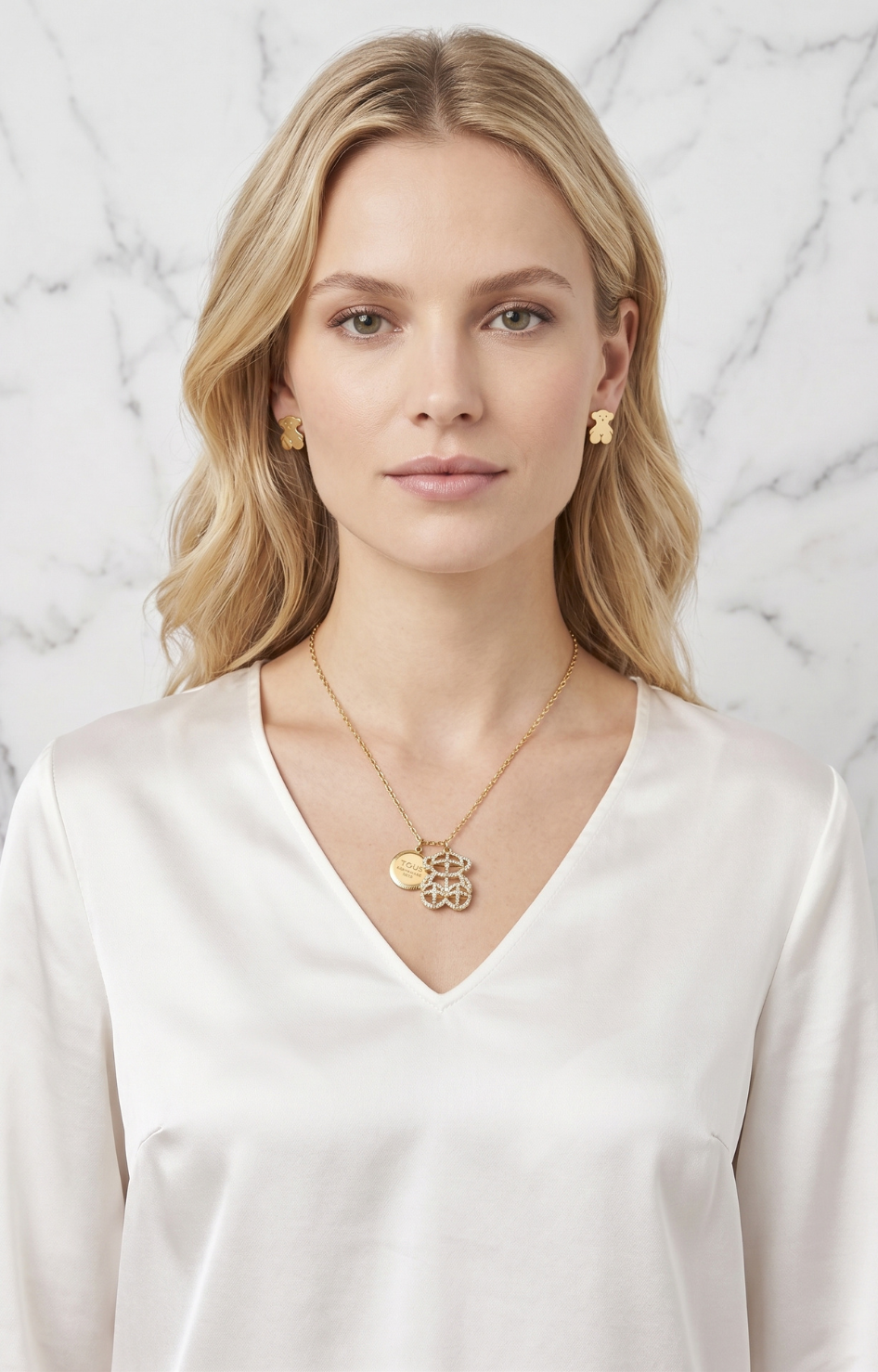 Collar Dorado con Osito Brillante - SET COLLAR ACERO Boutiquemirel 