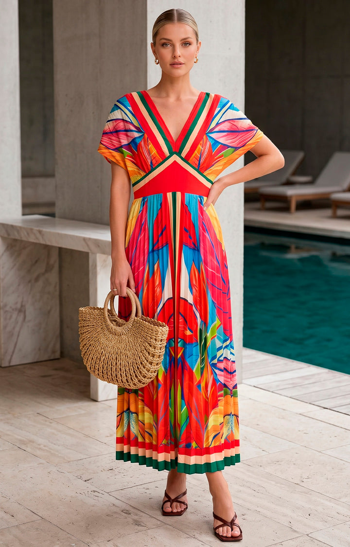 Vestido estampado con escote en V - VESTIDO LARGO REGULAR Boutiquemirel 