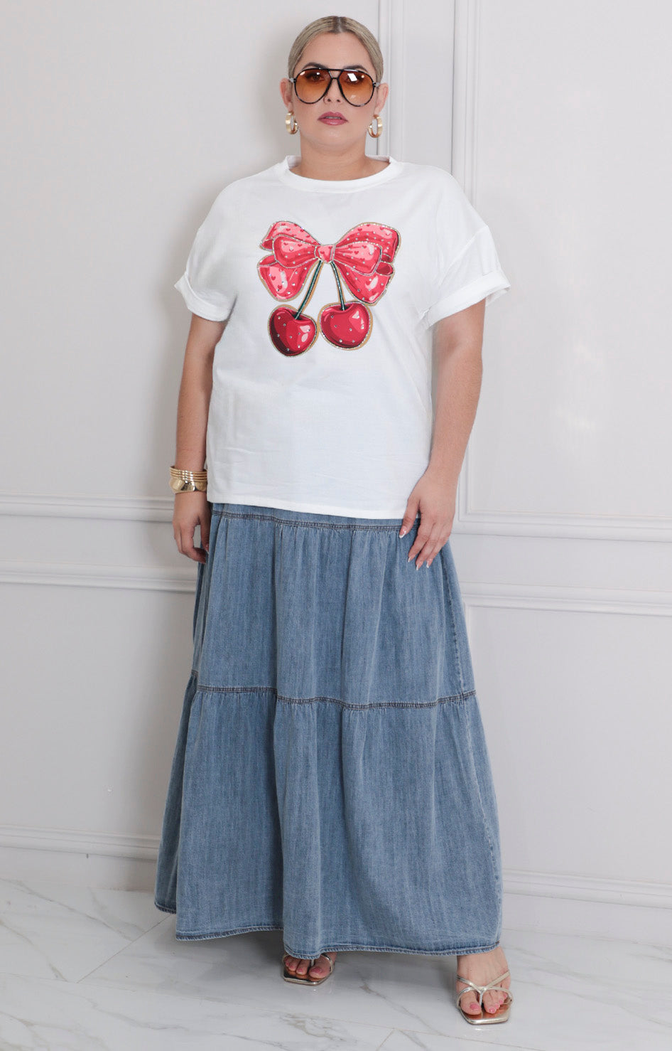 Blusa blanca estampada - BLUSAS CURVY Boutiquemirel 