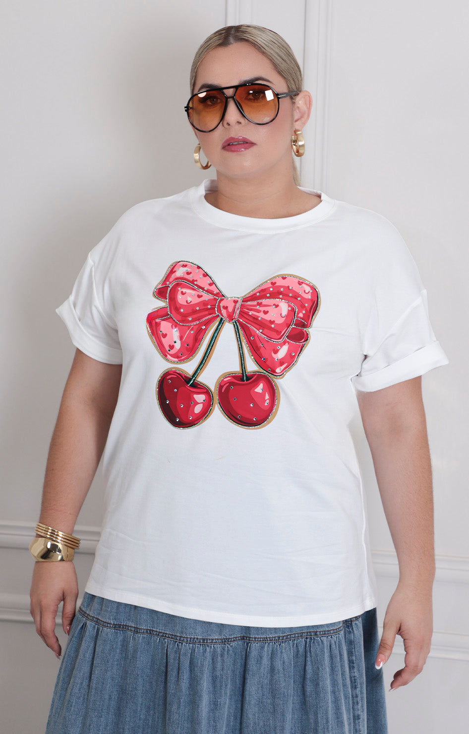 Blusa blanca estampada - BLUSAS CURVY Boutiquemirel 