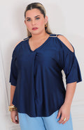 Blusa azul marina asimétrica