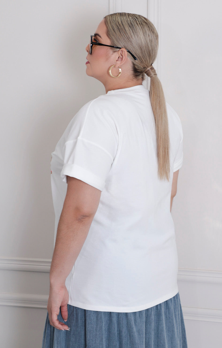 Blusa blanca estampada - BLUSAS CURVY Boutiquemirel 