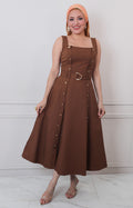 V*4-26*TOMATO*FD2114*CAFE - VESTIDO LARGO REGULAR Boutiquemirel 