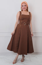 V*4-26*TOMATO*FD2114*CAFE - VESTIDO LARGO REGULAR Boutiquemirel 