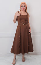 V*4-26*TOMATO*FD2114*CAFE - VESTIDO LARGO REGULAR Boutiquemirel 