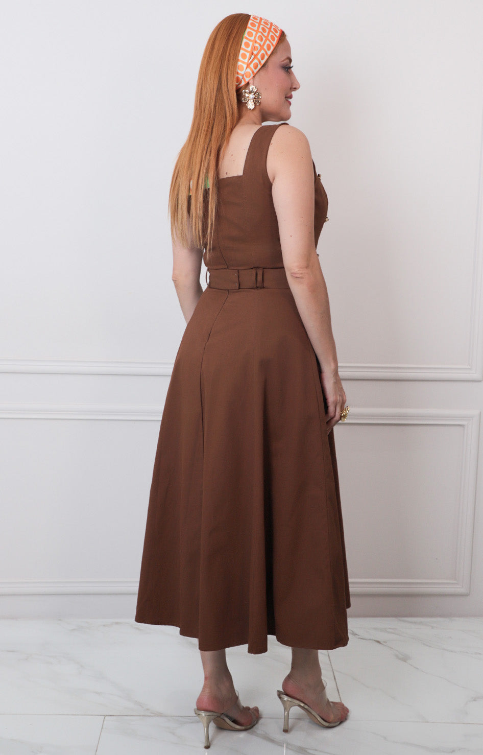 V*4-26*TOMATO*FD2114*CAFE - VESTIDO LARGO REGULAR Boutiquemirel 