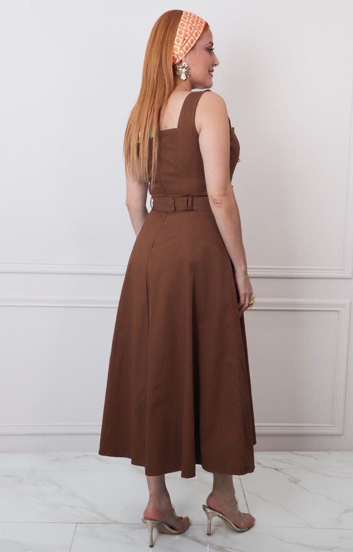 V*4-26*TOMATO*FD2114*CAFE - VESTIDO LARGO REGULAR Boutiquemirel 