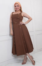 V*4-26*TOMATO*FD2114*CAFE - VESTIDO LARGO REGULAR Boutiquemirel 