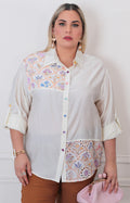 Blusa beige estampada - BLUSAS CURVY Boutiquemirel 