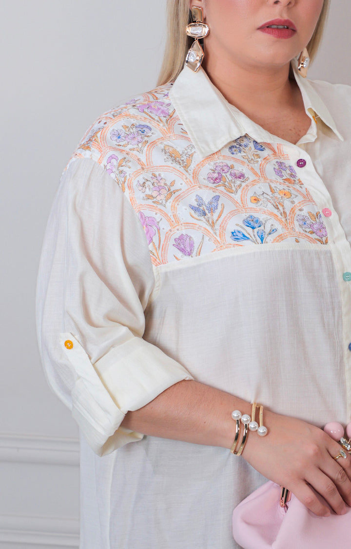 Blusa beige estampada - BLUSAS CURVY Boutiquemirel 
