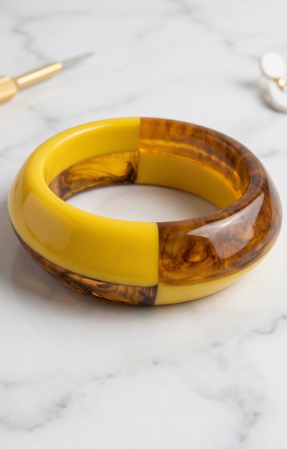 Pulsera Bicolor Amarillo y Café - PULSERA Boutiquemirel 