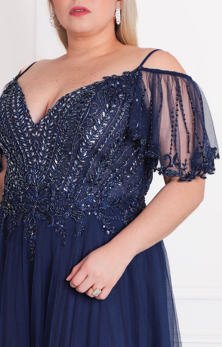 Vestido de gala con tul y pedrería - VESTIDO LARGO CURVY Boutiquemirel 