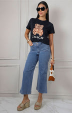 Blusa con estampado gráfico de oso
