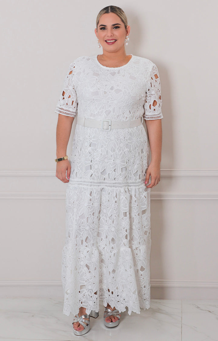 Vestido blanco de gipiur - VESTIDO LARGO CURVY Boutiquemirel 