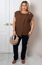 Blusa cruzada con detalle dorado