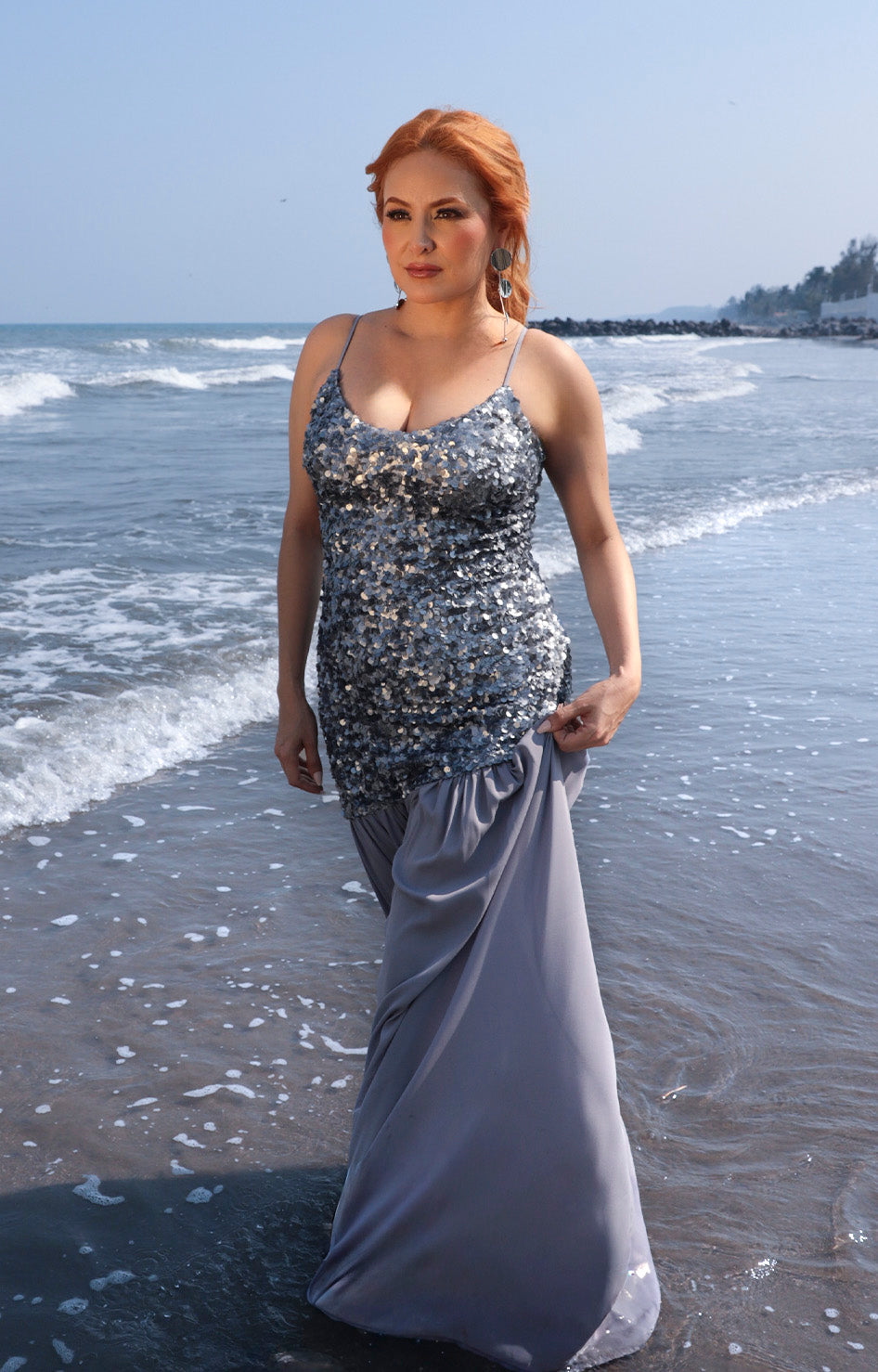 Vestido azul de lentejuela - VESTIDO LARGO REGULAR Boutiquemirel 