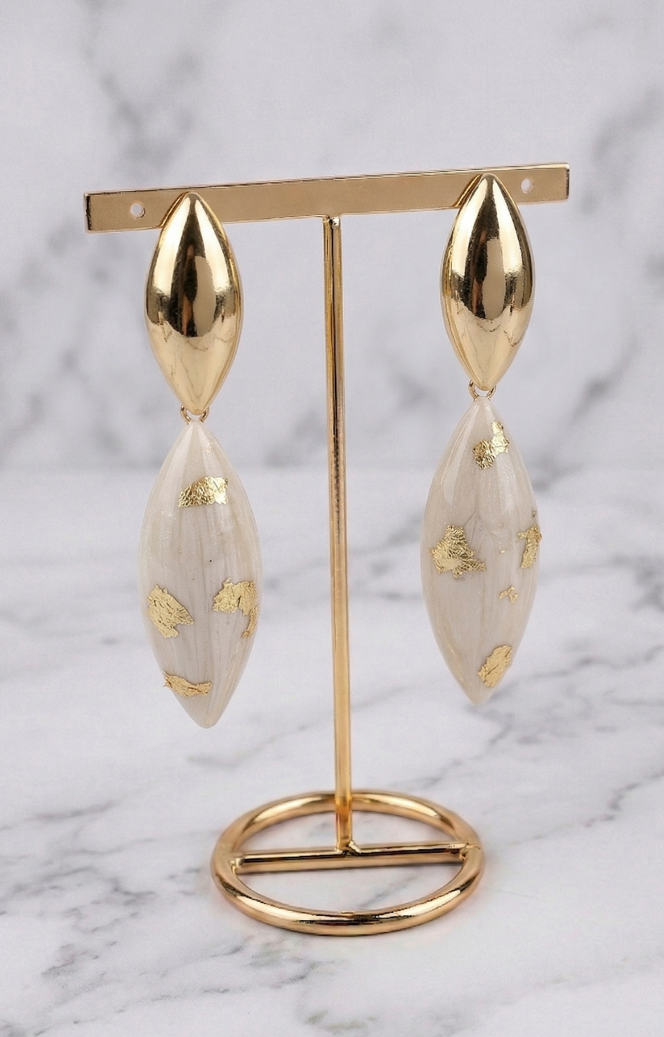 Aretes dorados con gota marmoleada - ARETES Boutiquemirel 