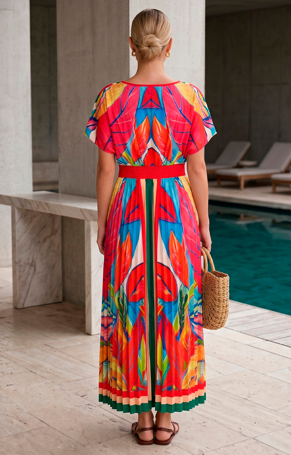 Vestido estampado con escote en V - VESTIDO LARGO REGULAR Boutiquemirel 
