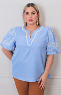 Blusa lisa con bordado - BLUSAS CURVY Boutiquemirel 