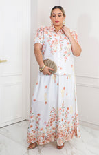 Conjunto beige estampado floral