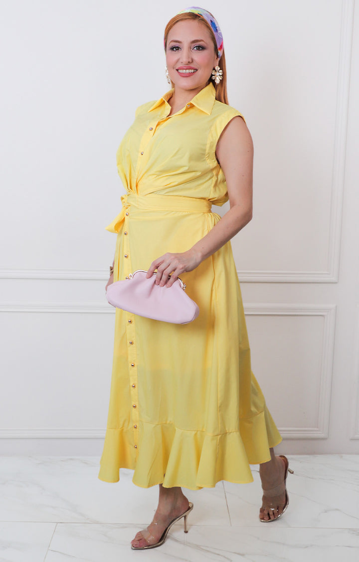 V*4-26*ENTRO*D31166*AMARILLO - VESTIDO LARGO REGULAR Boutiquemirel 