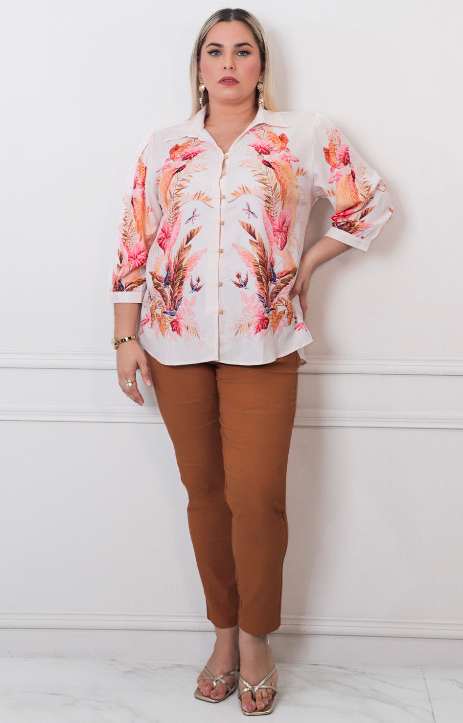 Blusa rosa estampada - BLUSAS CURVY Boutiquemirel 