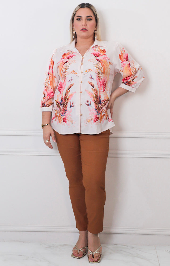 Blusa rosa estampada - BLUSAS CURVY Boutiquemirel 