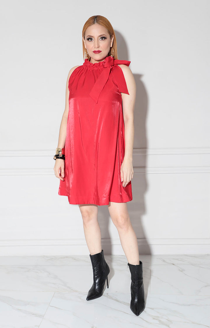 Vestido rojo con moño