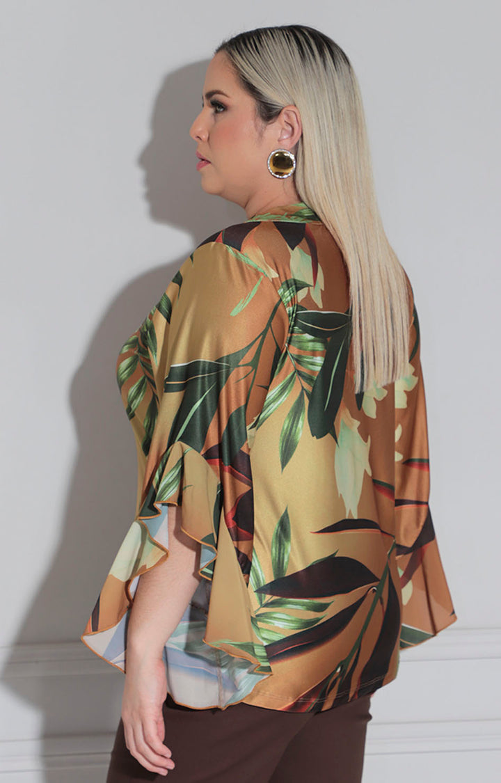 Blusa tropical satinada