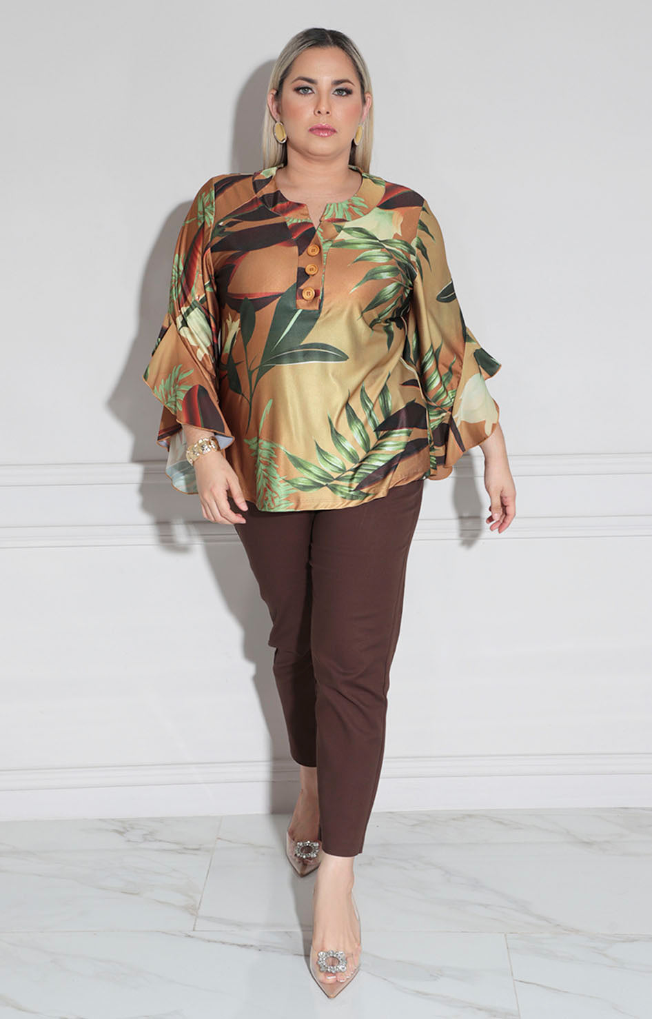 Blusa tropical satinada
