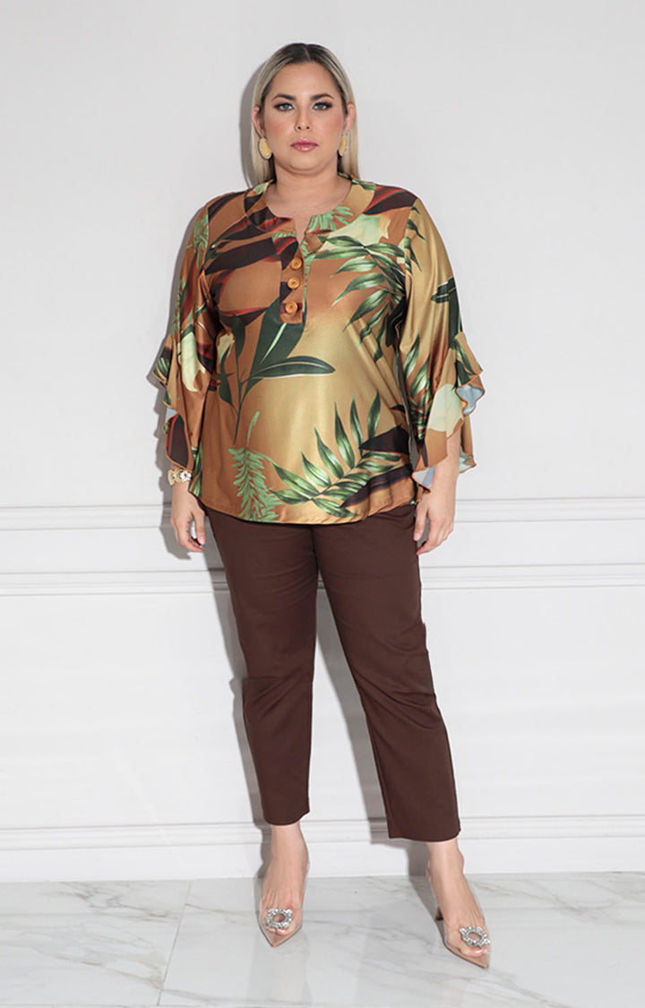 Blusa tropical satinada