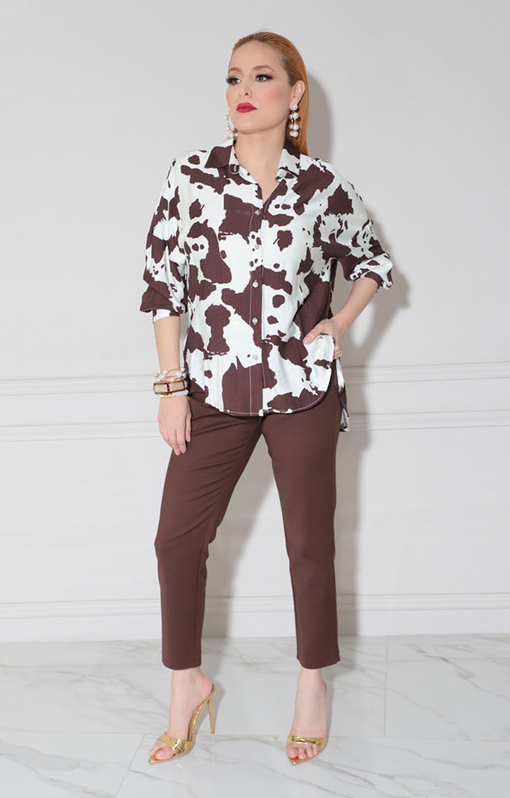 Pantalón recto café